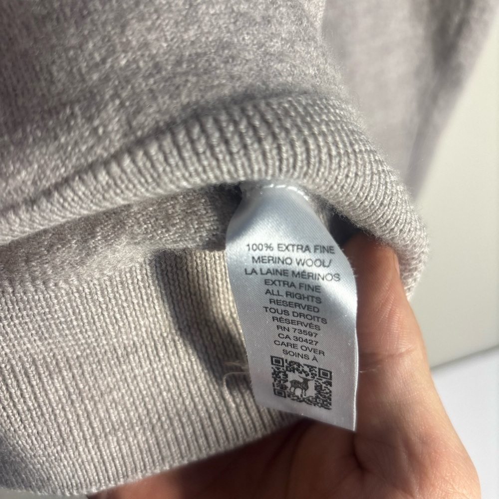 Raffi Grey 100% Extra Fine Merino Wool Bronson Sweater  Size L-M - Picture 3 of 6
